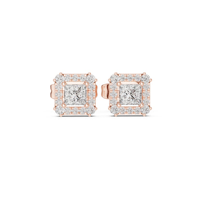 14K Yellow Gold Round & Princess Lab-Grown Diamond Engagement Earrings for Women | Pure Carat