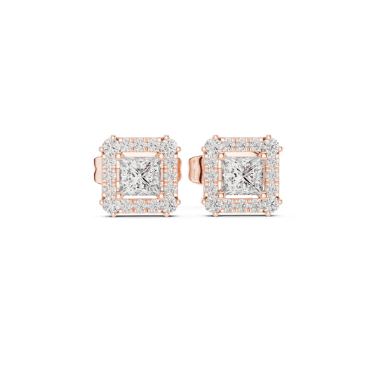14K Yellow Gold Round & Princess Lab-Grown Diamond Engagement Earrings for Women | Pure Carat