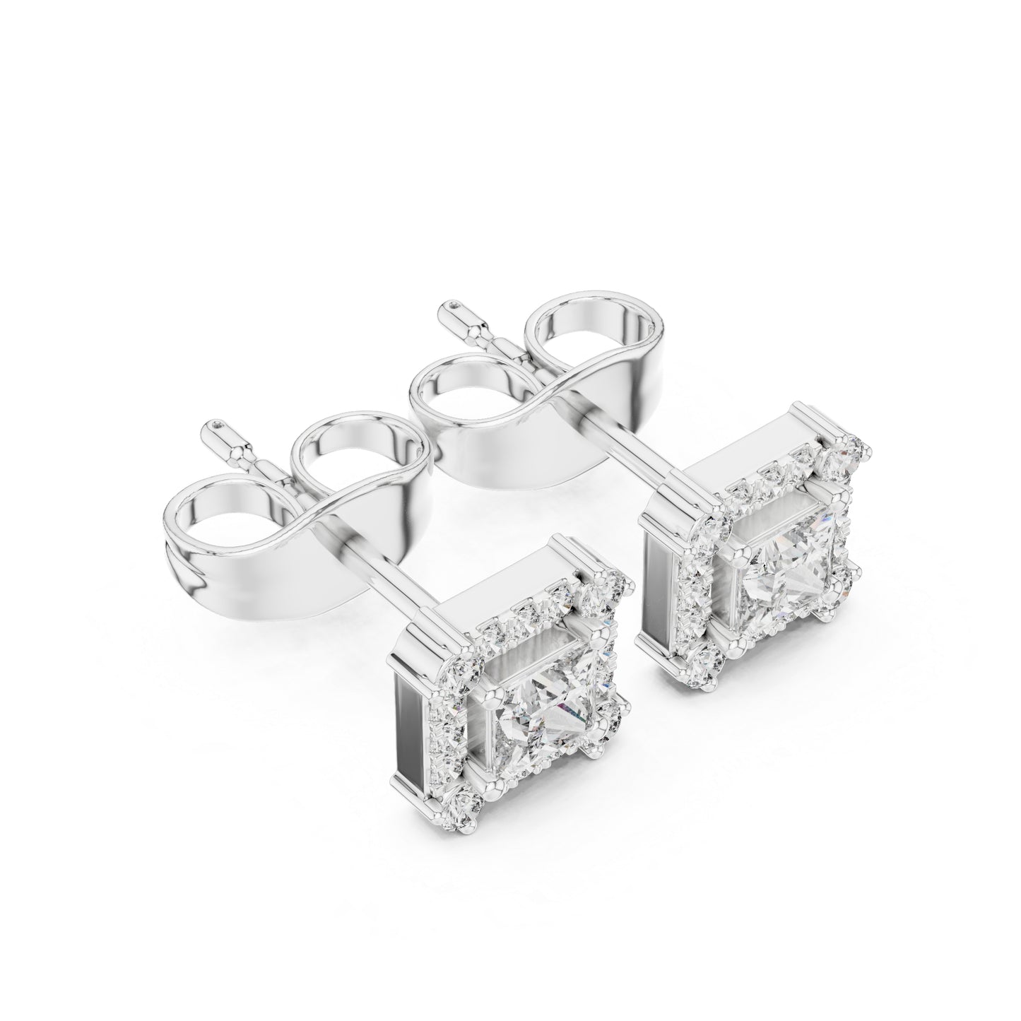 14K Yellow Gold Round & Princess Lab-Grown Diamond Engagement Earrings for Women | Pure Carat