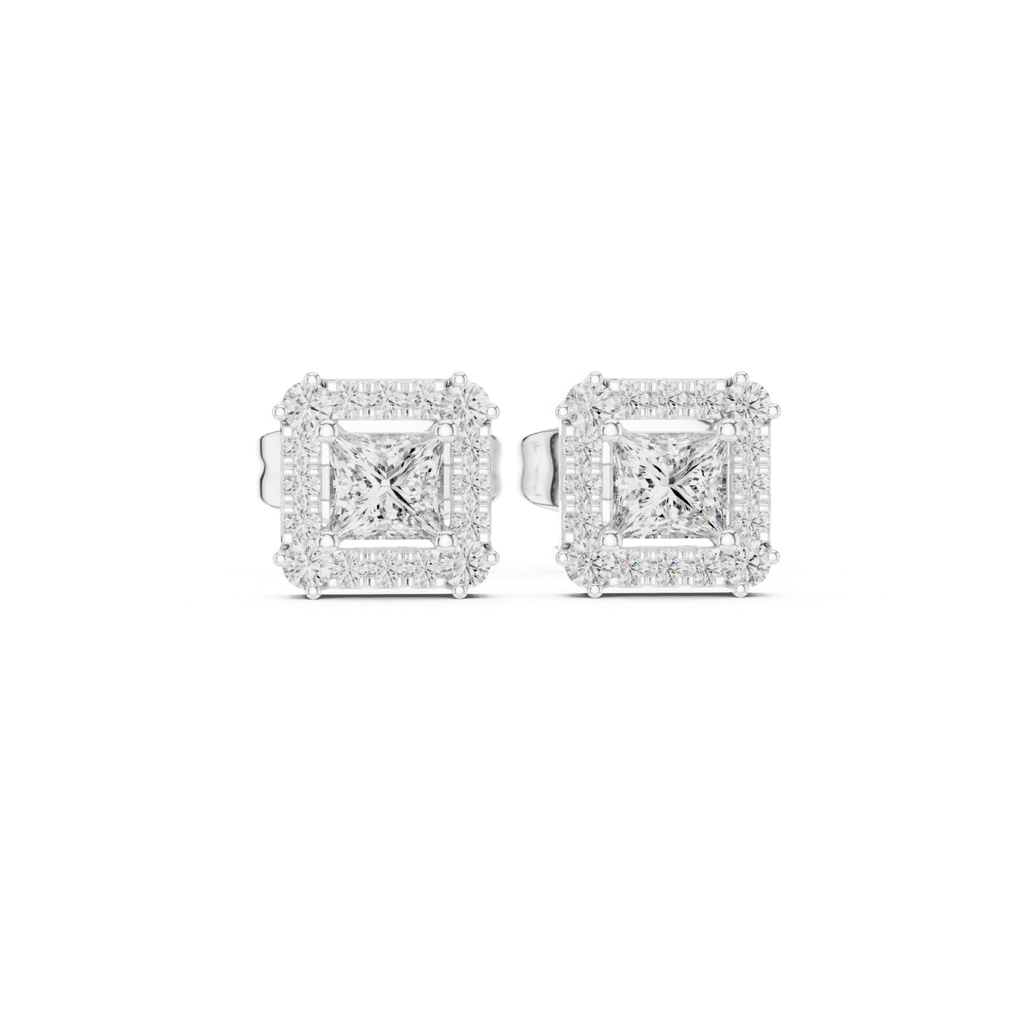 14K Yellow Gold Round & Princess Lab-Grown Diamond Engagement Earrings for Women | Pure Carat