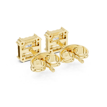 14K Yellow Gold Round & Princess Lab-Grown Diamond Engagement Earrings for Women | Pure Carat