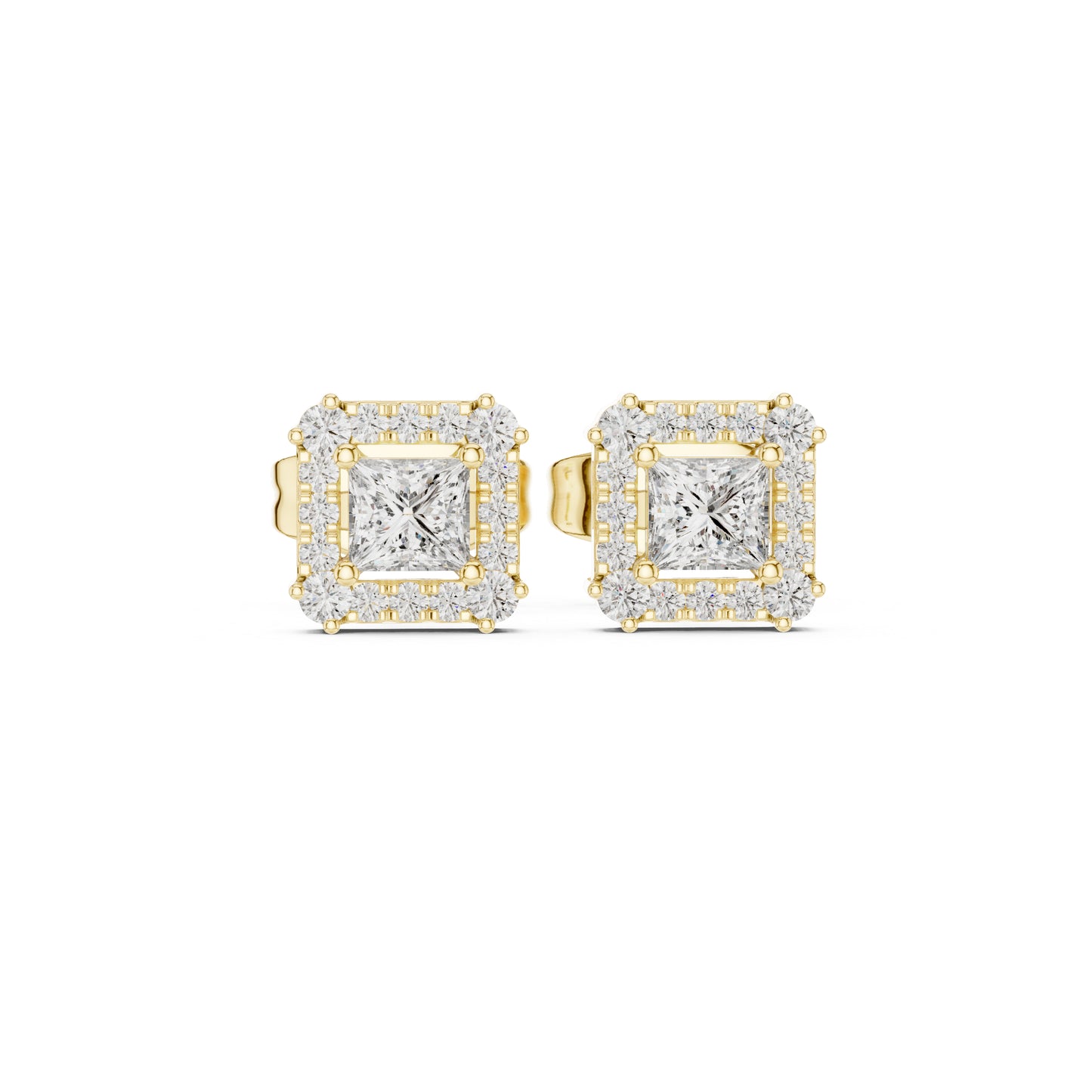 14K Yellow Gold Round & Princess Lab-Grown Diamond Engagement Earrings for Women | Pure Carat