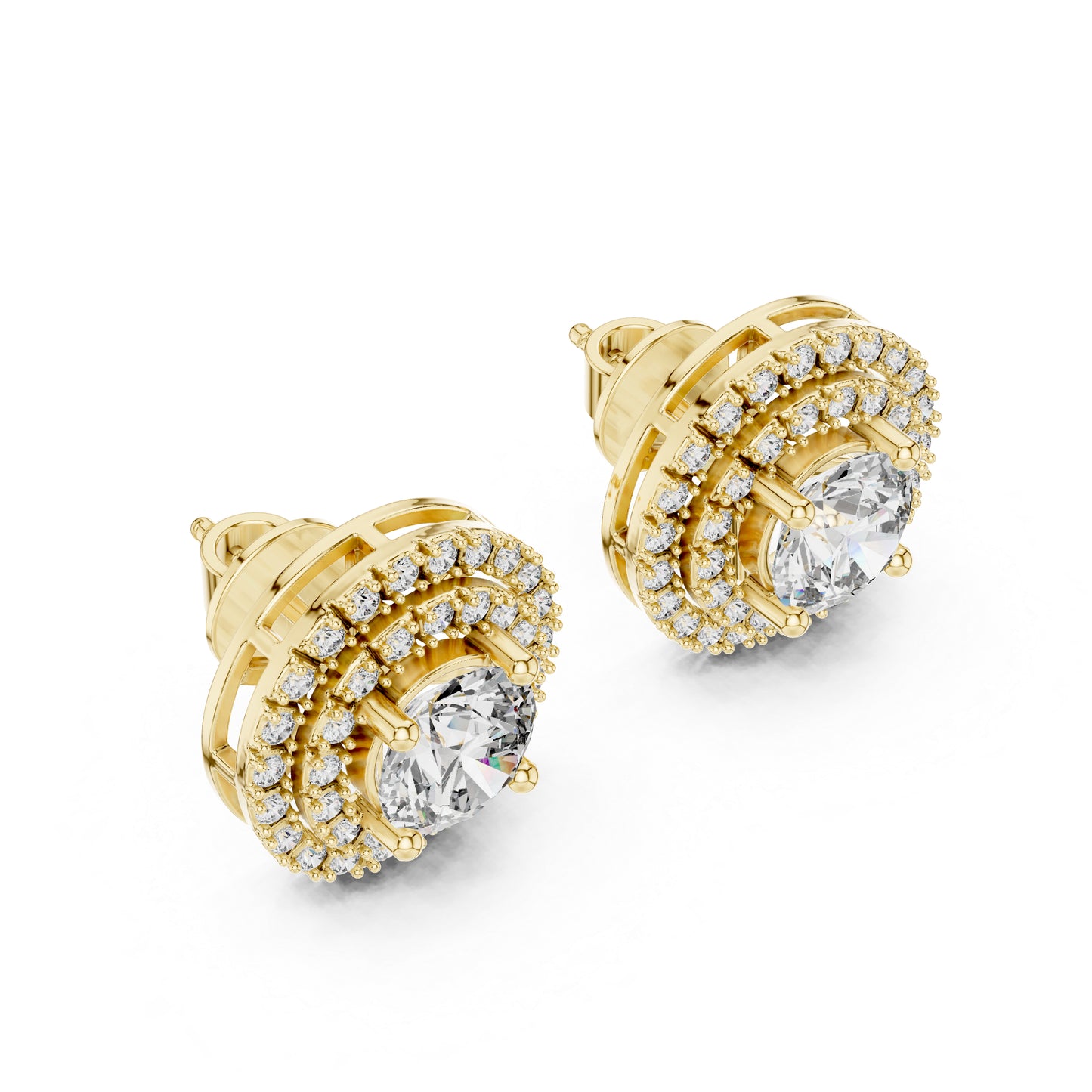18K Yellow Gold Round Lab-Grown Diamond Drop Earrings | PureCarat