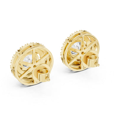 18K Yellow Gold Round Lab-Grown Diamond Drop Earrings | PureCarat