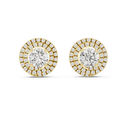 18K Yellow Gold Round Lab-Grown Diamond Drop Earrings | PureCarat