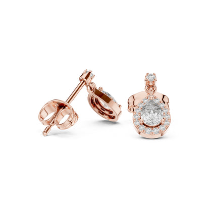 18K Yellow Gold Round & Pear Lab-Grown Diamond Engagement Earrings for Women | Pure Carat