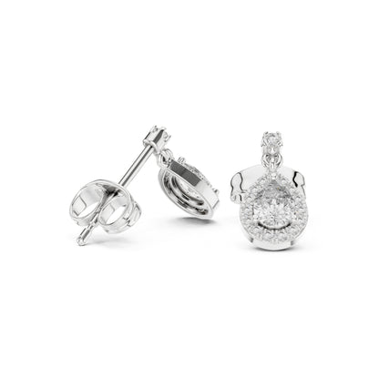 18K Yellow Gold Round & Pear Lab-Grown Diamond Engagement Earrings for Women | Pure Carat