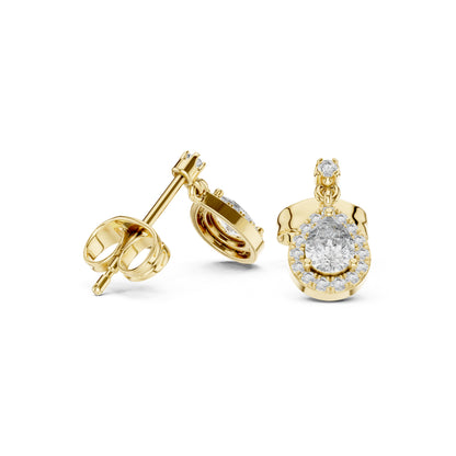 18K Yellow Gold Round & Pear Lab-Grown Diamond Engagement Earrings for Women | Pure Carat