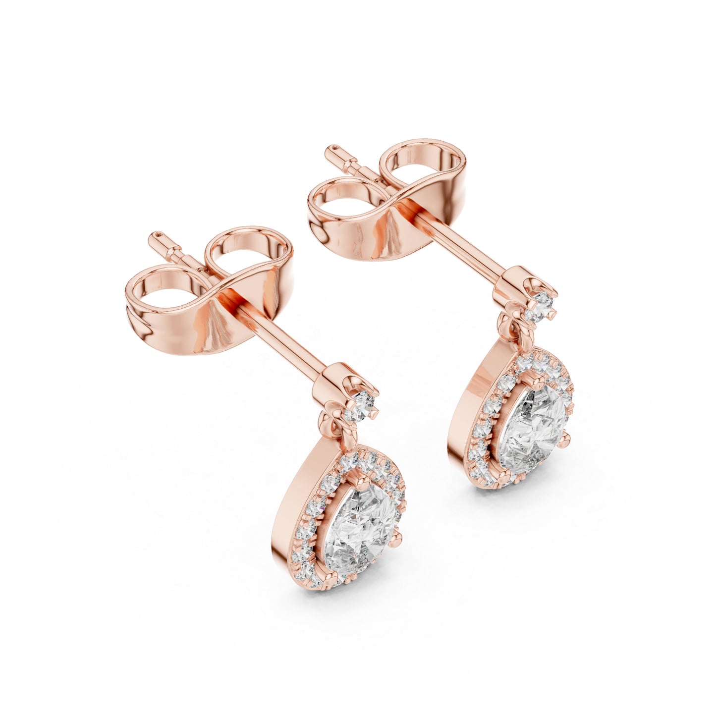 18K Yellow Gold Round & Pear Lab-Grown Diamond Engagement Earrings for Women | Pure Carat