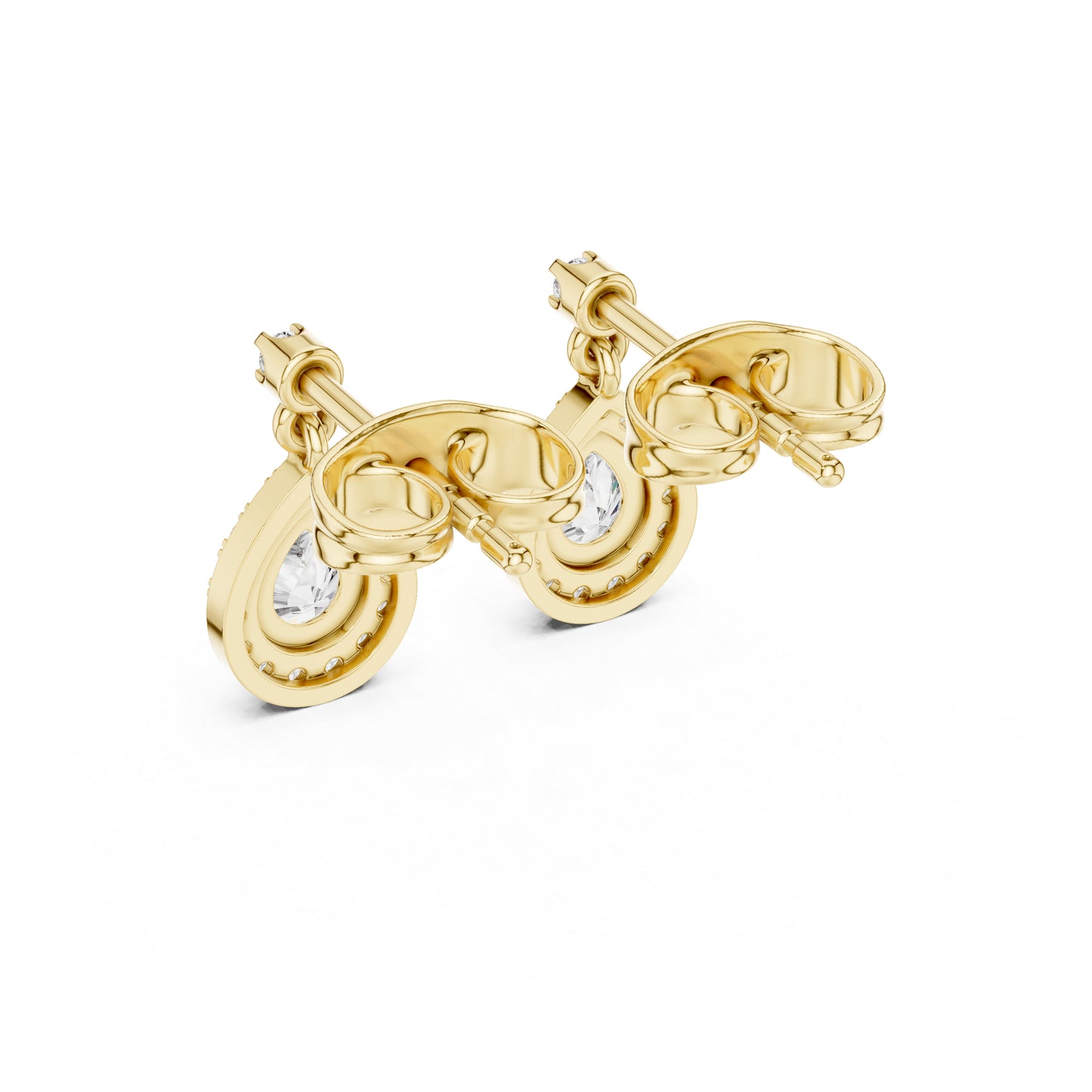 18K Yellow Gold Round & Pear Lab-Grown Diamond Engagement Earrings for Women | Pure Carat