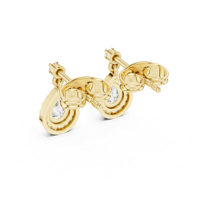 18K Yellow Gold Round & Pear Lab-Grown Diamond Engagement Earrings for Women | Pure Carat