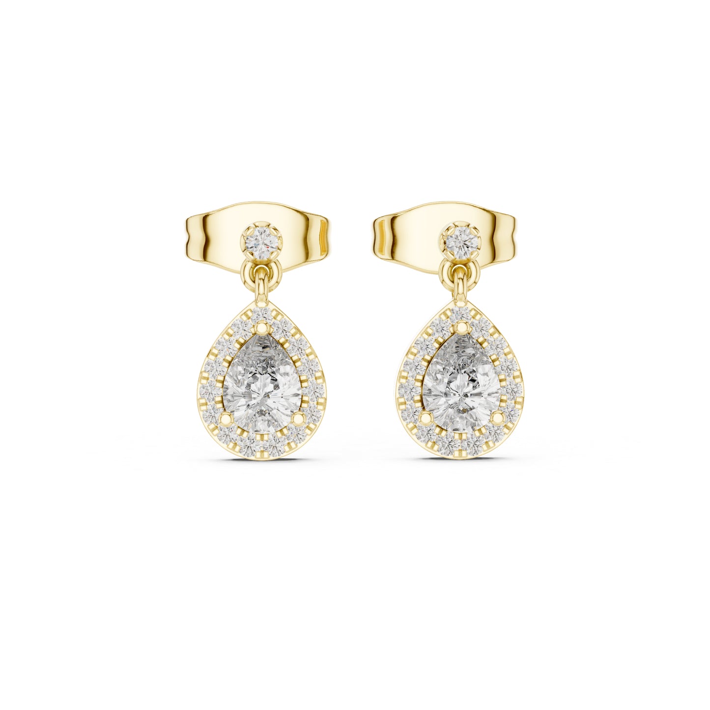 18K Yellow Gold Round & Pear Lab-Grown Diamond Engagement Earrings for Women | Pure Carat