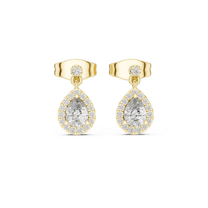 18K Yellow Gold Round & Pear Lab-Grown Diamond Engagement Earrings for Women | Pure Carat