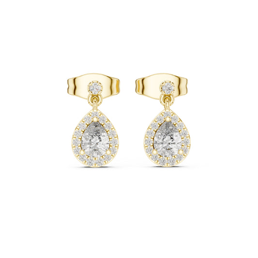 18K Yellow Gold Round & Pear Lab-Grown Diamond Engagement Earrings for Women | Pure Carat