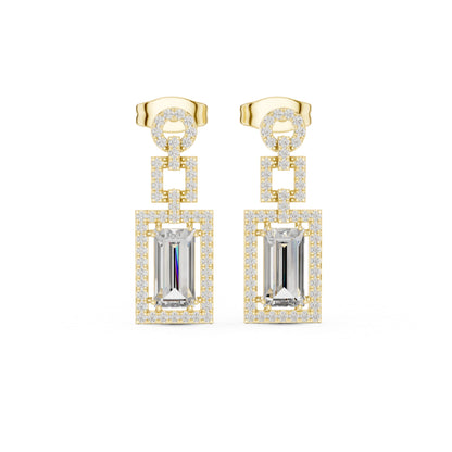 14K Yellow Gold Round & Baguette Lab-Grown Diamond Engagement Earrings for Women | Pure Carat