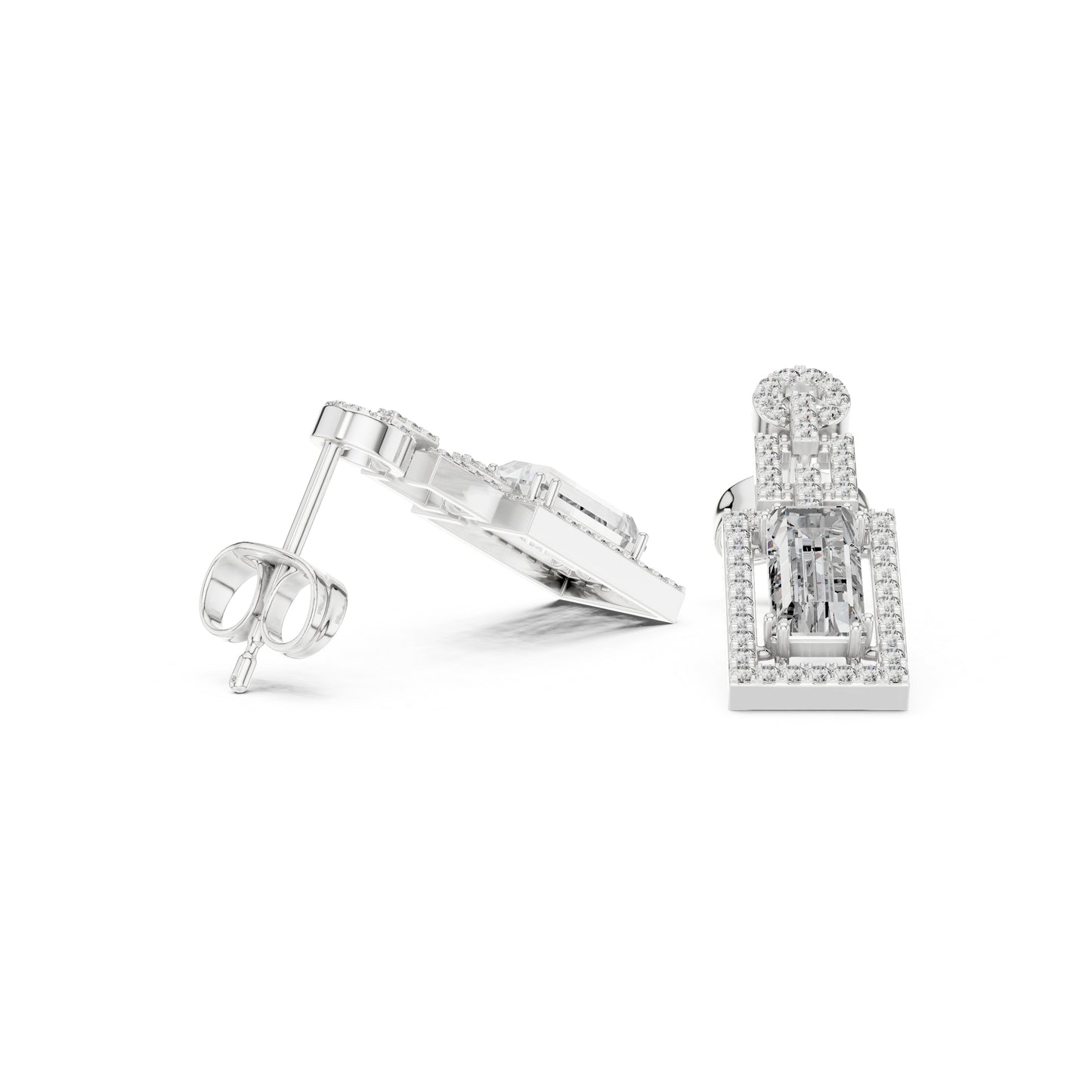 14K Yellow Gold Round & Baguette Lab-Grown Diamond Engagement Earrings for Women | Pure Carat