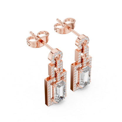 14K Yellow Gold Round & Baguette Lab-Grown Diamond Engagement Earrings for Women | Pure Carat