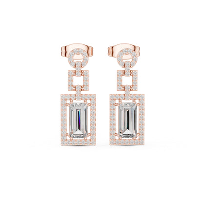 14K Yellow Gold Round & Baguette Lab-Grown Diamond Engagement Earrings for Women | Pure Carat