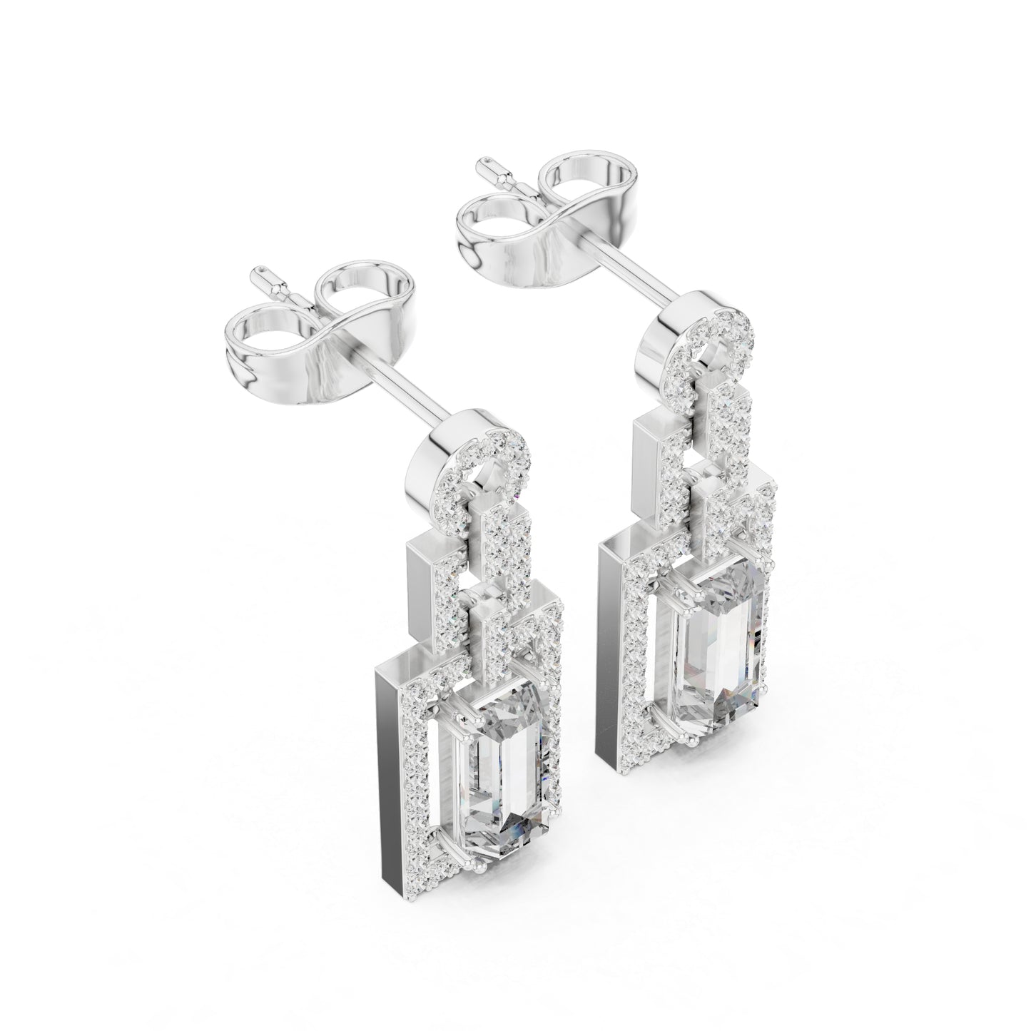 14K Yellow Gold Round & Baguette Lab-Grown Diamond Engagement Earrings for Women | Pure Carat