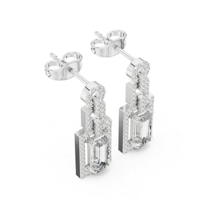 14K Yellow Gold Round & Baguette Lab-Grown Diamond Engagement Earrings for Women | Pure Carat
