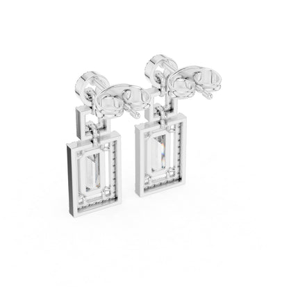 14K Yellow Gold Round & Baguette Lab-Grown Diamond Engagement Earrings for Women | Pure Carat