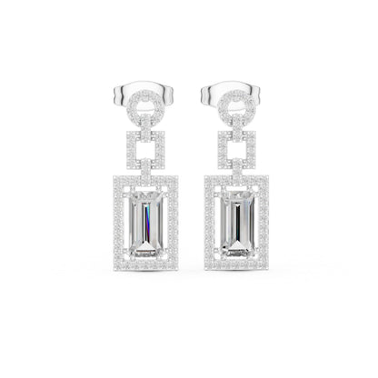 14K Yellow Gold Round & Baguette Lab-Grown Diamond Engagement Earrings for Women | Pure Carat