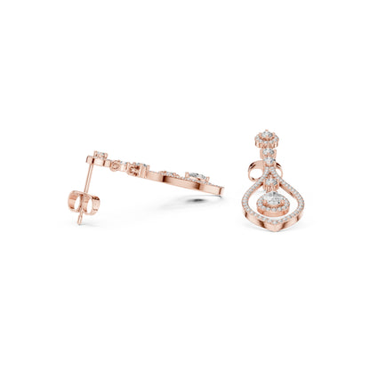 18K Rose Gold Round & Pear Lab-Grown Diamond Wedding Earrings for Women | Pure Carat