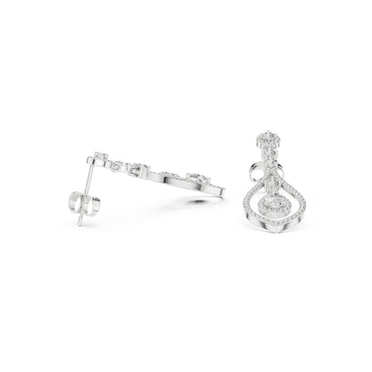 18K Rose Gold Round & Pear Lab-Grown Diamond Wedding Earrings for Women | Pure Carat