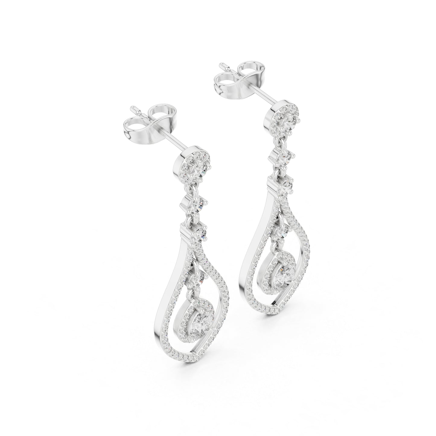 18K Rose Gold Round & Pear Lab-Grown Diamond Wedding Earrings for Women | Pure Carat
