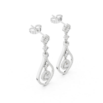 18K Rose Gold Round & Pear Lab-Grown Diamond Wedding Earrings for Women | Pure Carat