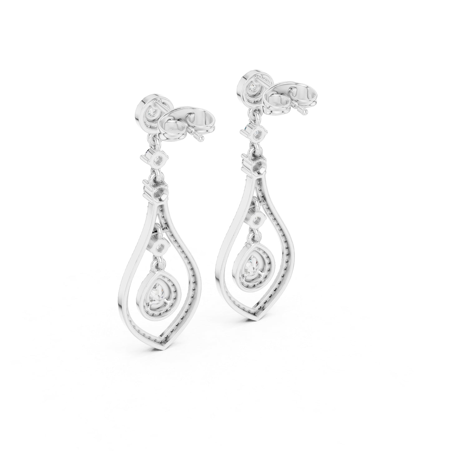 18K Rose Gold Round & Pear Lab-Grown Diamond Wedding Earrings for Women | Pure Carat