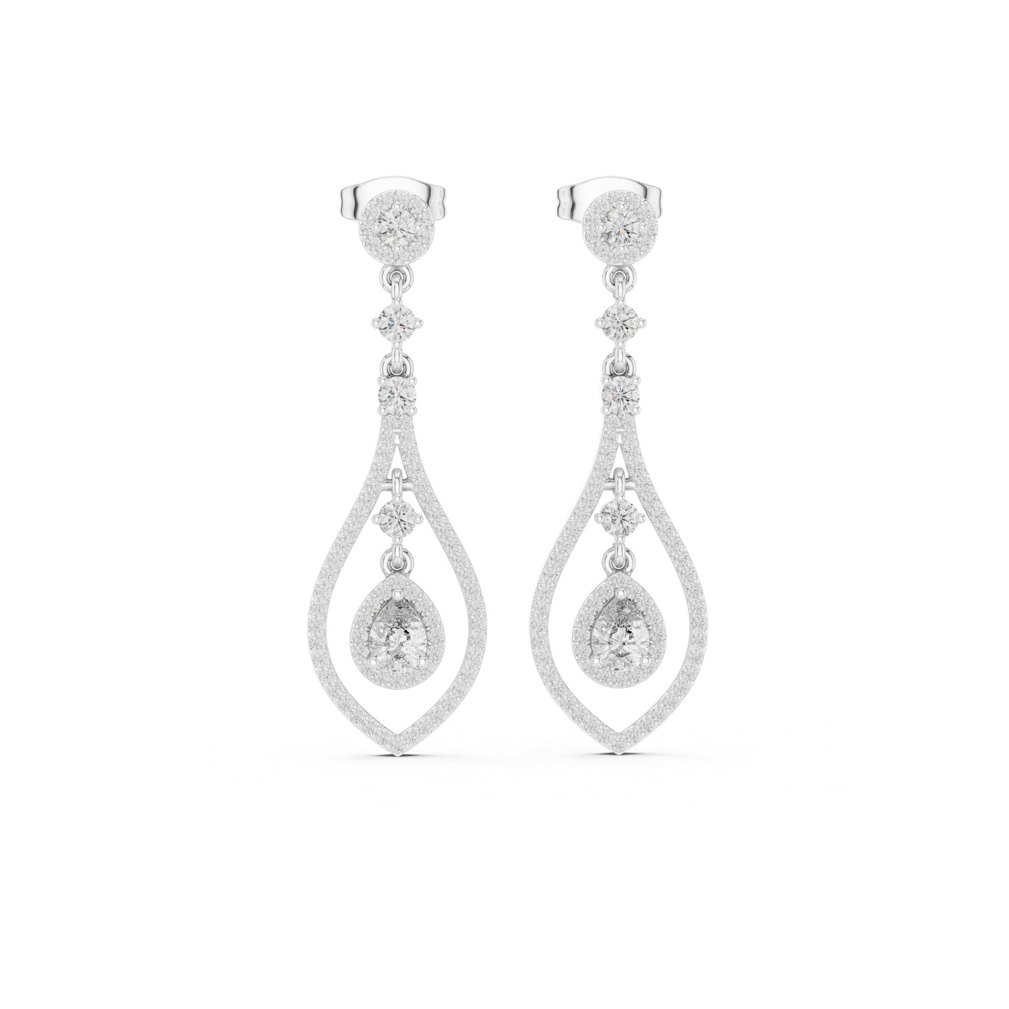 18K Rose Gold Round & Pear Lab-Grown Diamond Wedding Earrings for Women | Pure Carat
