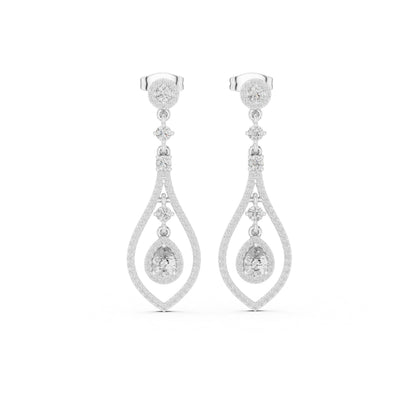 18K Rose Gold Round & Pear Lab-Grown Diamond Wedding Earrings for Women | Pure Carat