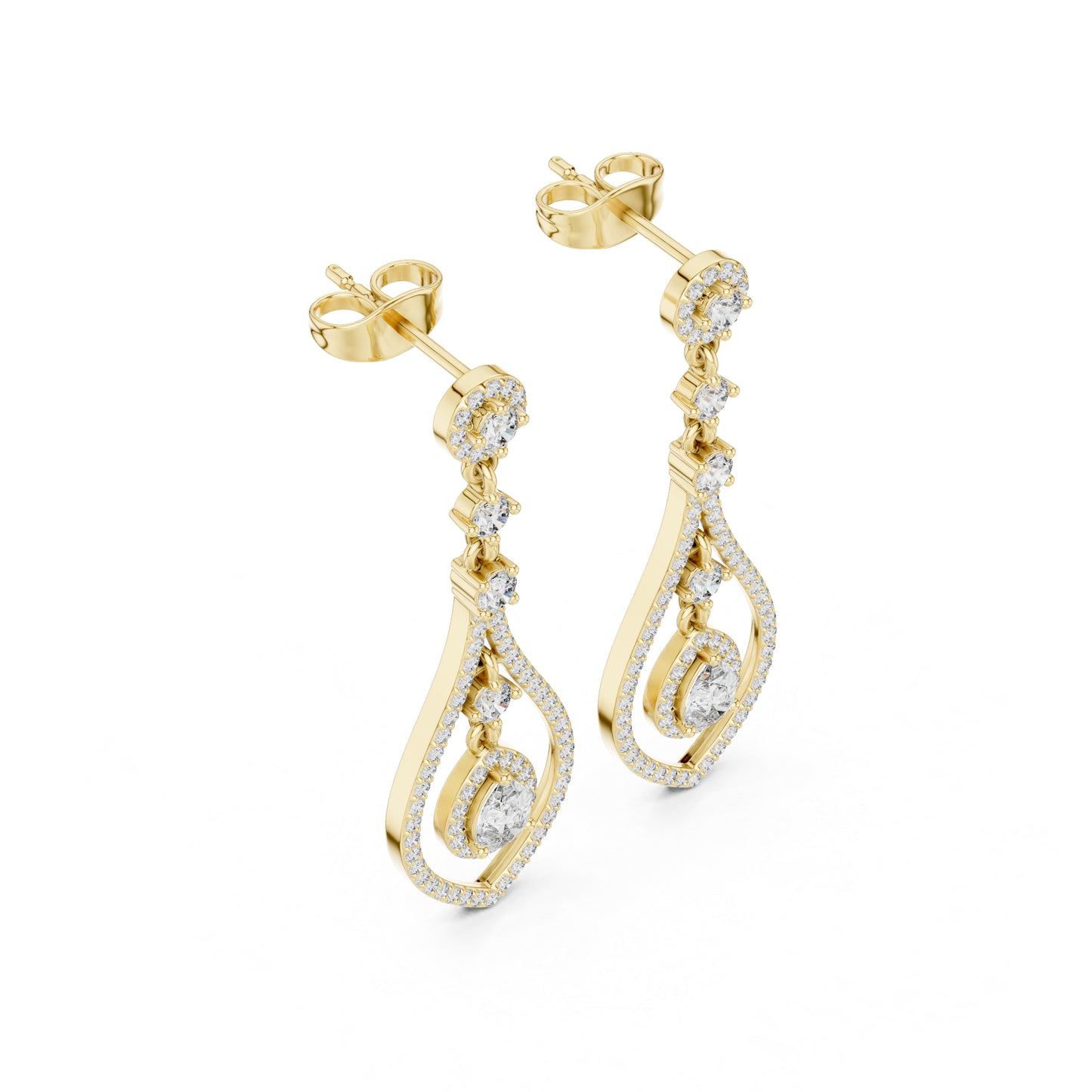 18K Rose Gold Round & Pear Lab-Grown Diamond Wedding Earrings for Women | Pure Carat