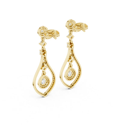 18K Rose Gold Round & Pear Lab-Grown Diamond Wedding Earrings for Women | Pure Carat