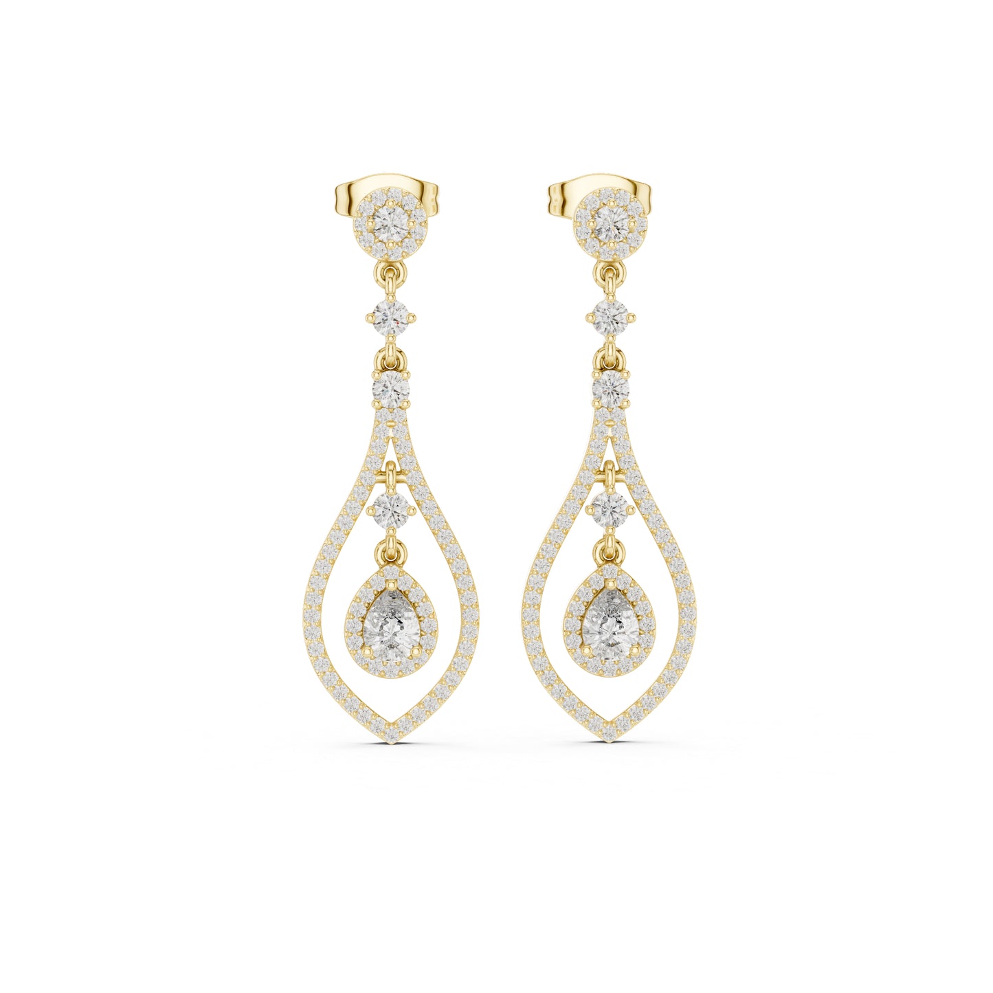 18K Rose Gold Round & Pear Lab-Grown Diamond Wedding Earrings for Women | Pure Carat