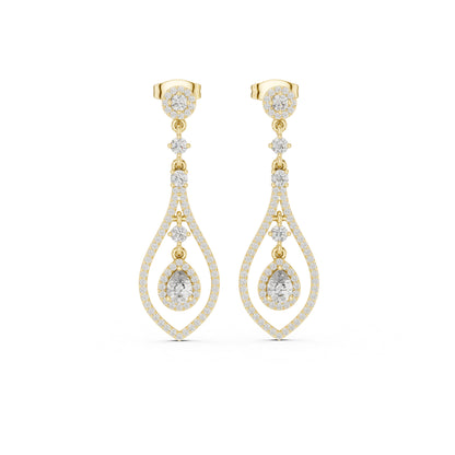 18K Rose Gold Round & Pear Lab-Grown Diamond Wedding Earrings for Women | Pure Carat