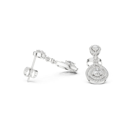 18K White Gold Round & Pear Lab-Grown Diamond Wedding Earrings for Women | Pure Carat