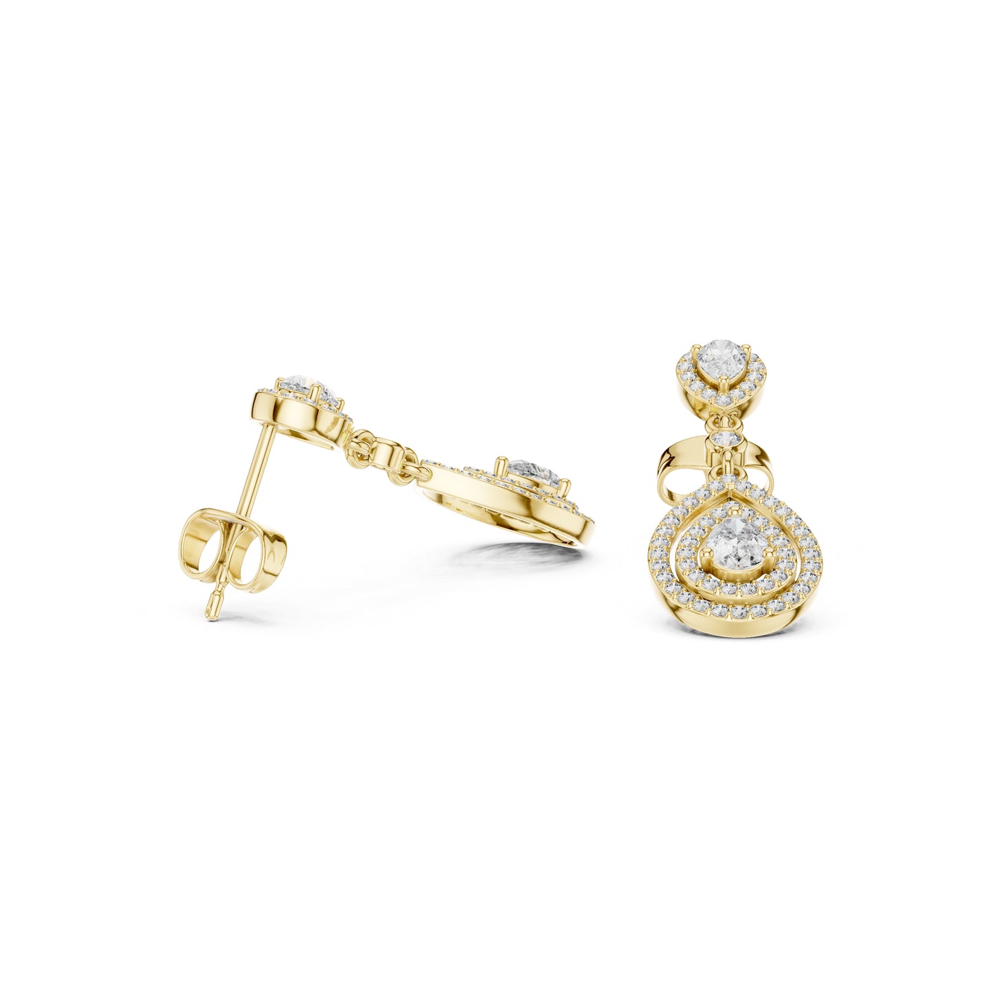 18K White Gold Round & Pear Lab-Grown Diamond Wedding Earrings for Women | Pure Carat