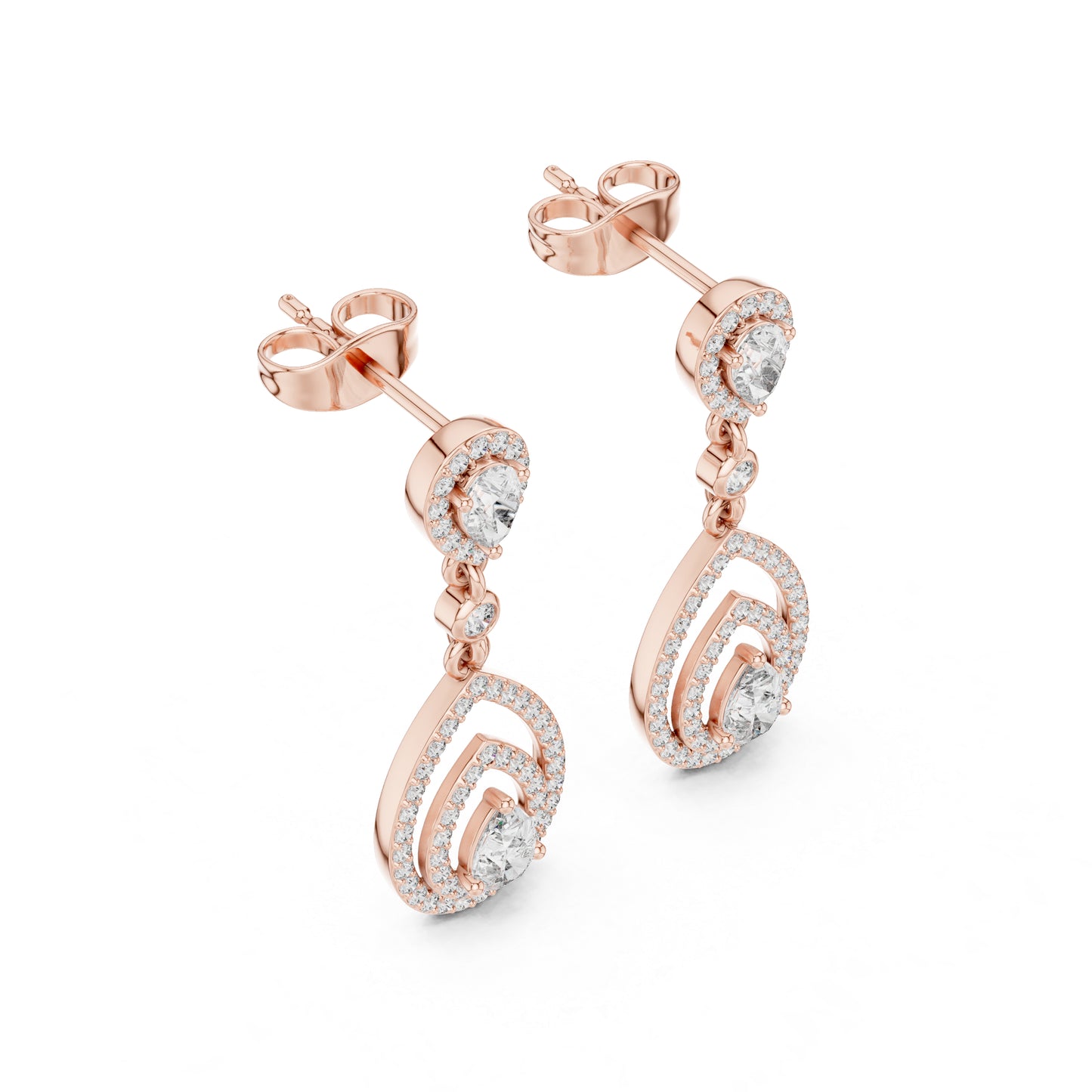 18K White Gold Round & Pear Lab-Grown Diamond Wedding Earrings for Women | Pure Carat