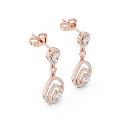 18K White Gold Round & Pear Lab-Grown Diamond Wedding Earrings for Women | Pure Carat