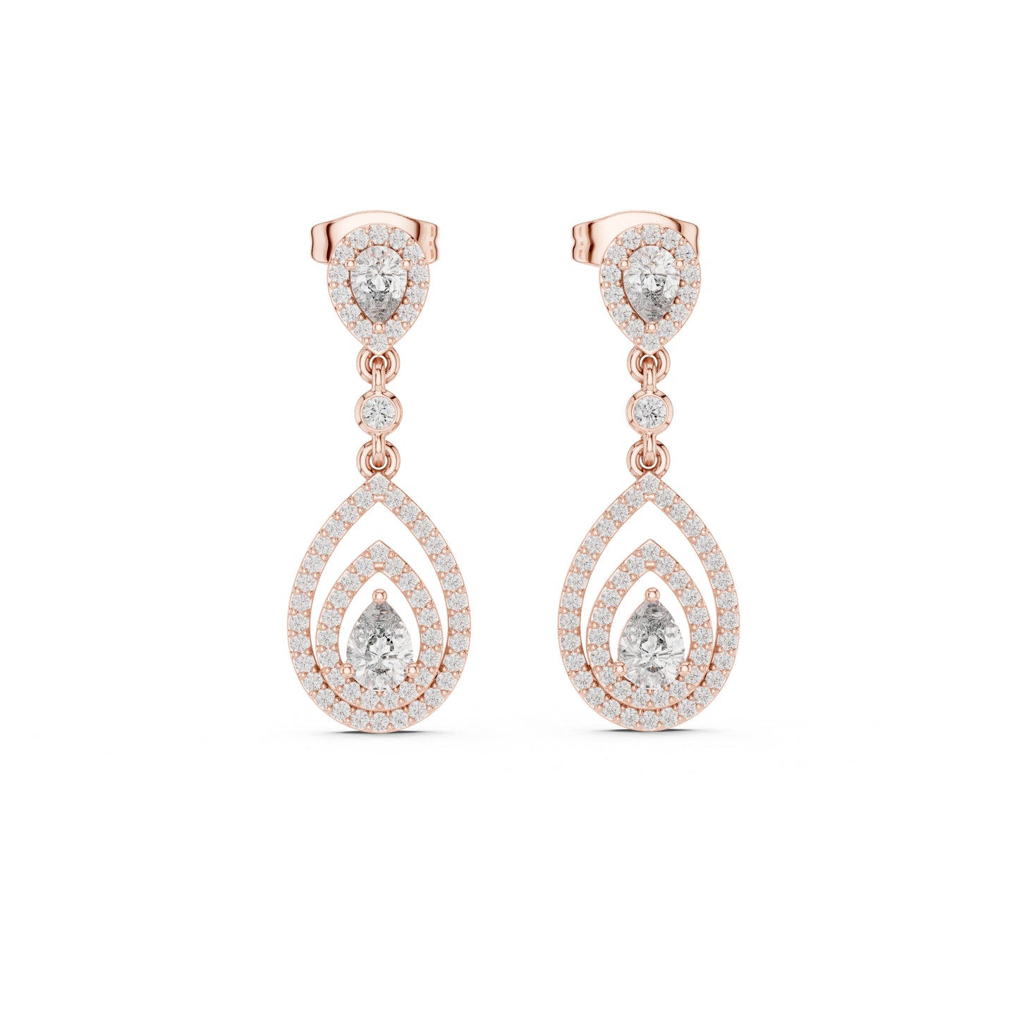 18K White Gold Round & Pear Lab-Grown Diamond Wedding Earrings for Women | Pure Carat