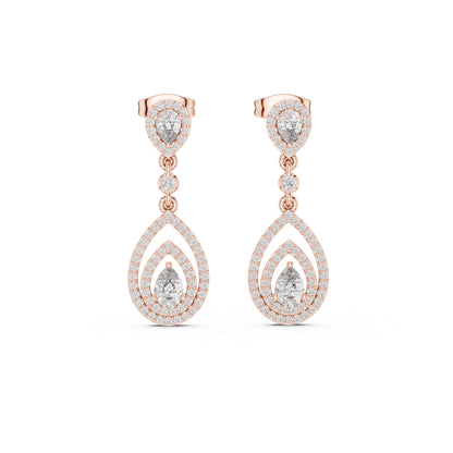 18K White Gold Round & Pear Lab-Grown Diamond Wedding Earrings for Women | Pure Carat