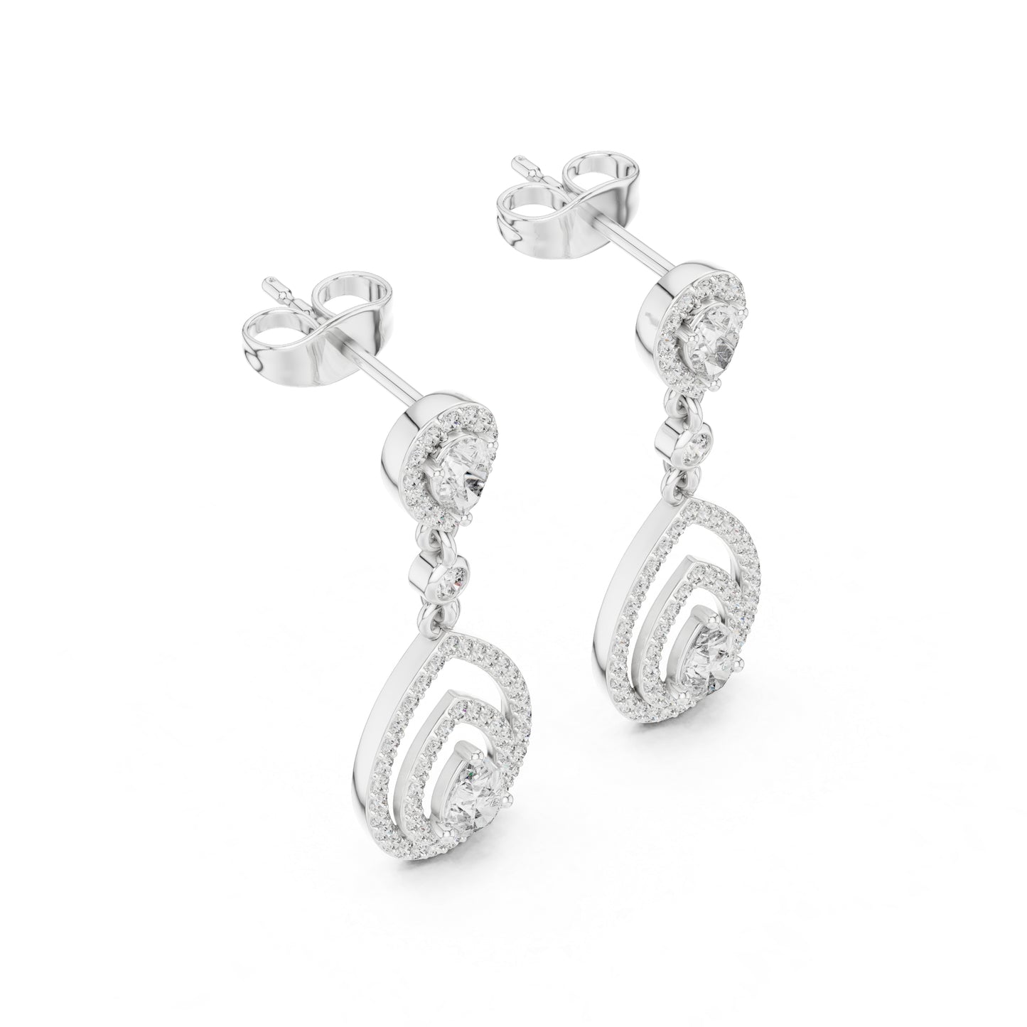 18K White Gold Round & Pear Lab-Grown Diamond Wedding Earrings for Women | Pure Carat