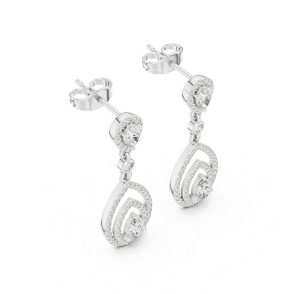 18K White Gold Round & Pear Lab-Grown Diamond Wedding Earrings for Women | Pure Carat