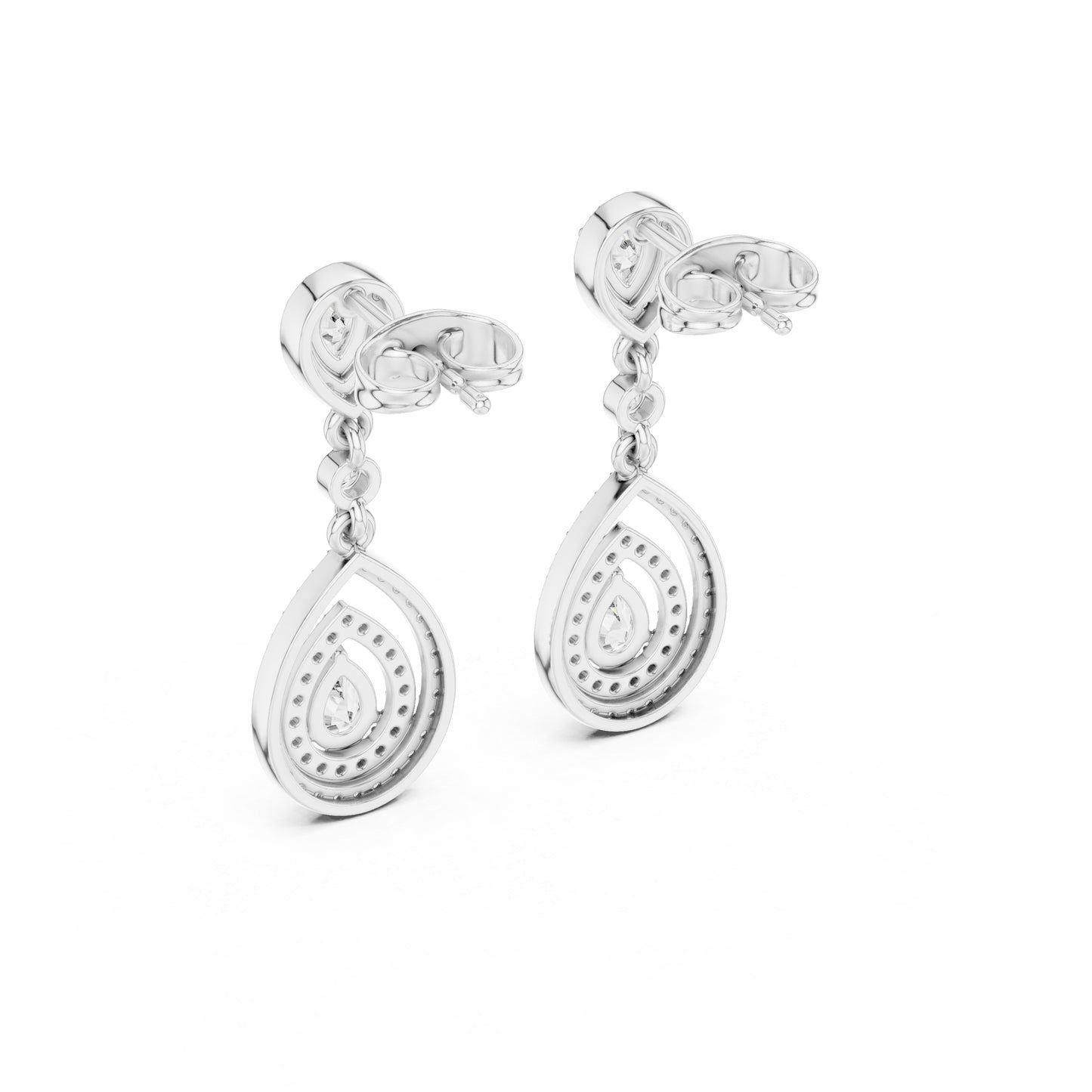 18K White Gold Round & Pear Lab-Grown Diamond Wedding Earrings for Women | Pure Carat