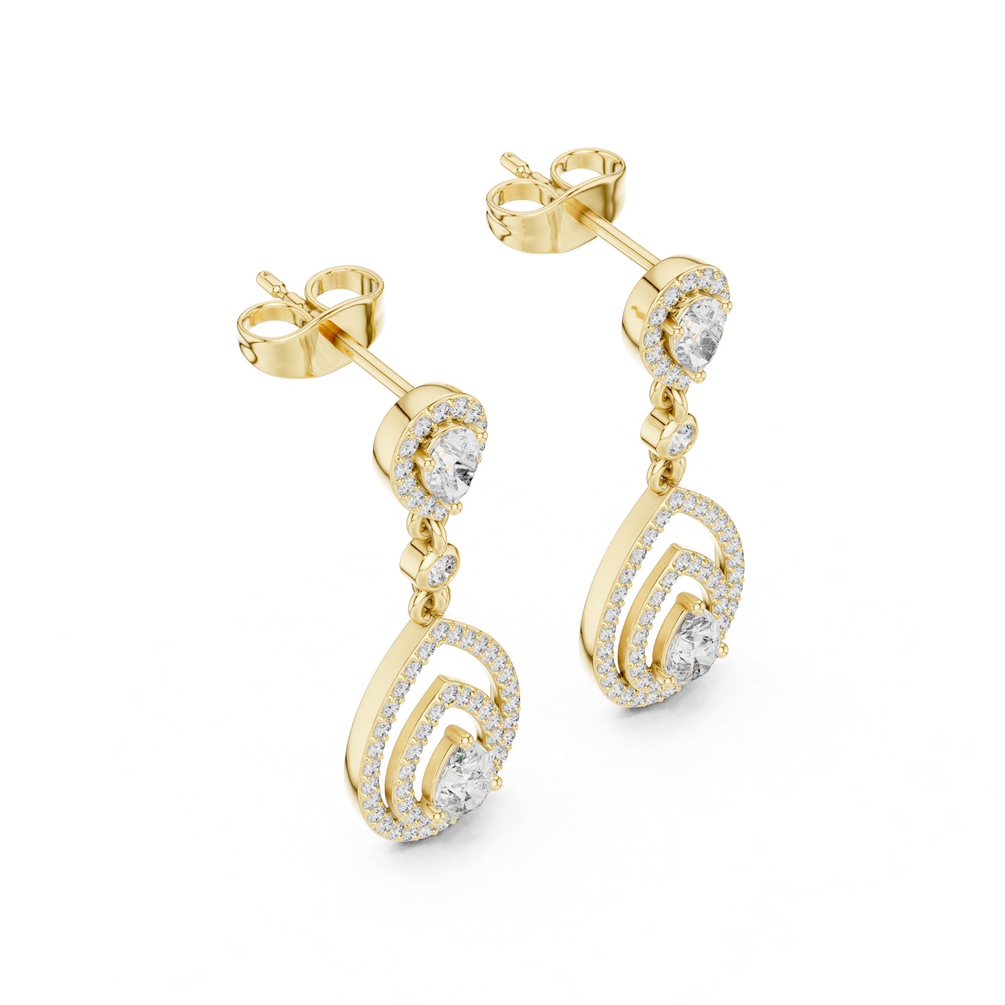 18K White Gold Round & Pear Lab-Grown Diamond Wedding Earrings for Women | Pure Carat