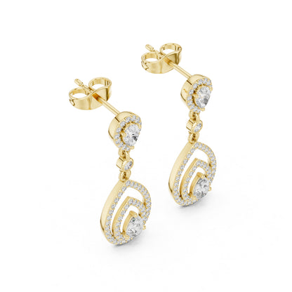 18K White Gold Round & Pear Lab-Grown Diamond Wedding Earrings for Women | Pure Carat