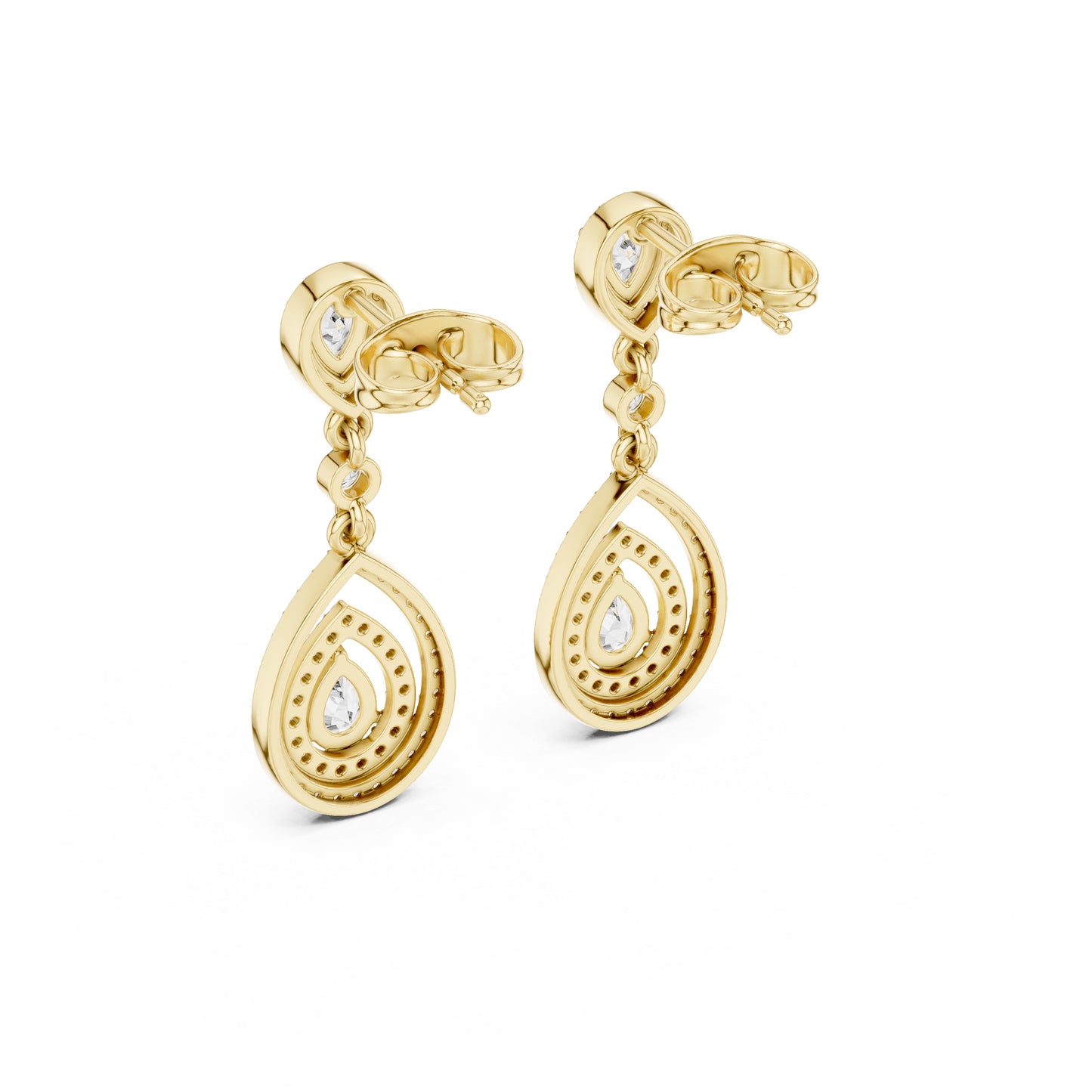 18K White Gold Round & Pear Lab-Grown Diamond Wedding Earrings for Women | Pure Carat