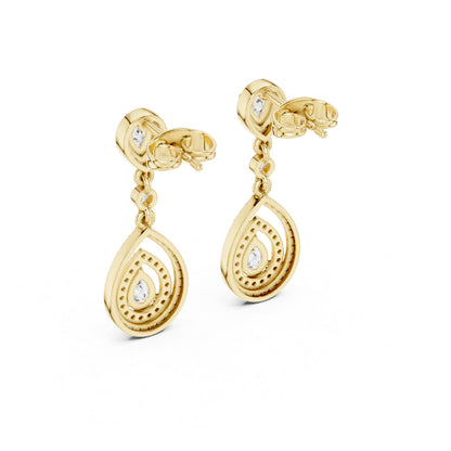 18K White Gold Round & Pear Lab-Grown Diamond Wedding Earrings for Women | Pure Carat